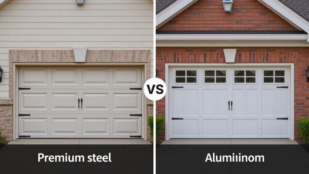 Comparison of premium insulated steel door versus standard aluminum garage door